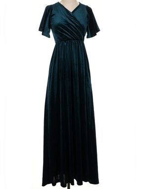 Latched Mama Dark Teal Velvet Maxi Nursing Gown